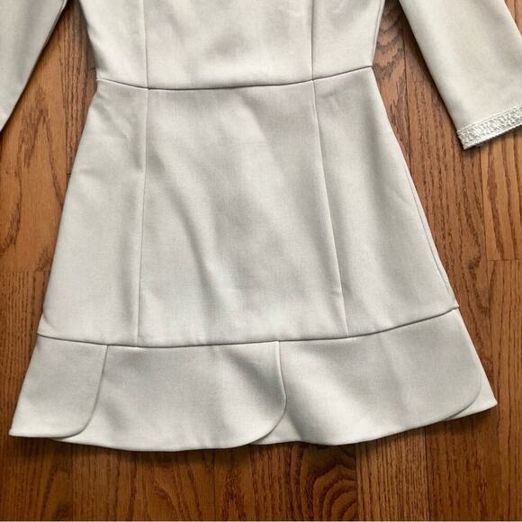 AliceLulu Fit & Flare 3/4 Sleeves Tan Crepe Solid Dress Women’s Size S - Picture 6 of 8